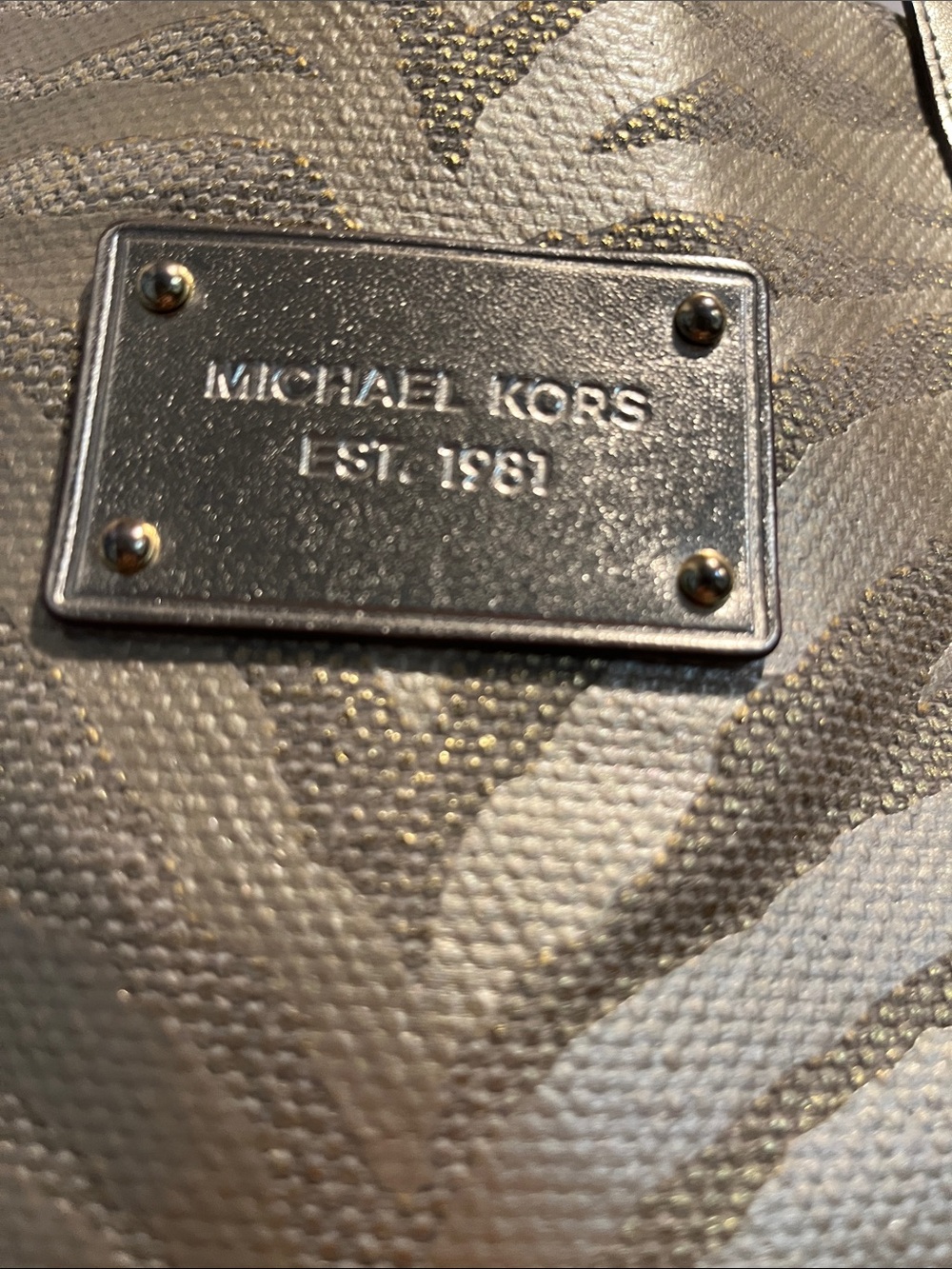 Michael Kors Gold Zebra-Print Tote - Picture 3 of 7